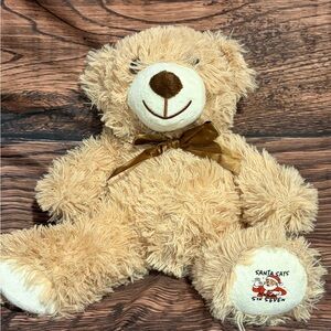 Santa says 6 7 Fluffy Tan Teddy Bear with Bow
